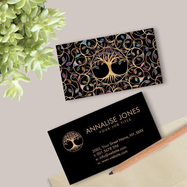 Rainbow leaves Tree of life Business Card (Creator Uploaded)