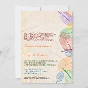 Rainbow Leaves Wedding Invitation