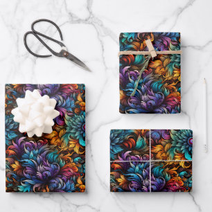 Rainbow Leaves Wrapping Paper Sheet