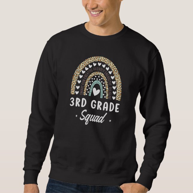 Rainbow Leopard 3rd Grade Back To School Teachers  Sweatshirt (Front)