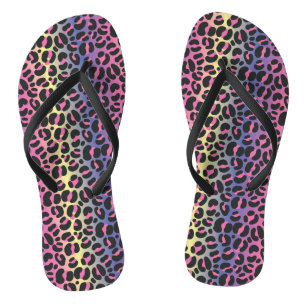 Rainbow Leopard Animal Print Pattern Flip Flops