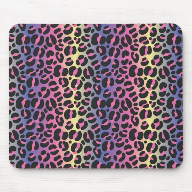 Rainbow Leopard Animal Print Pattern Mouse Mat (Front)