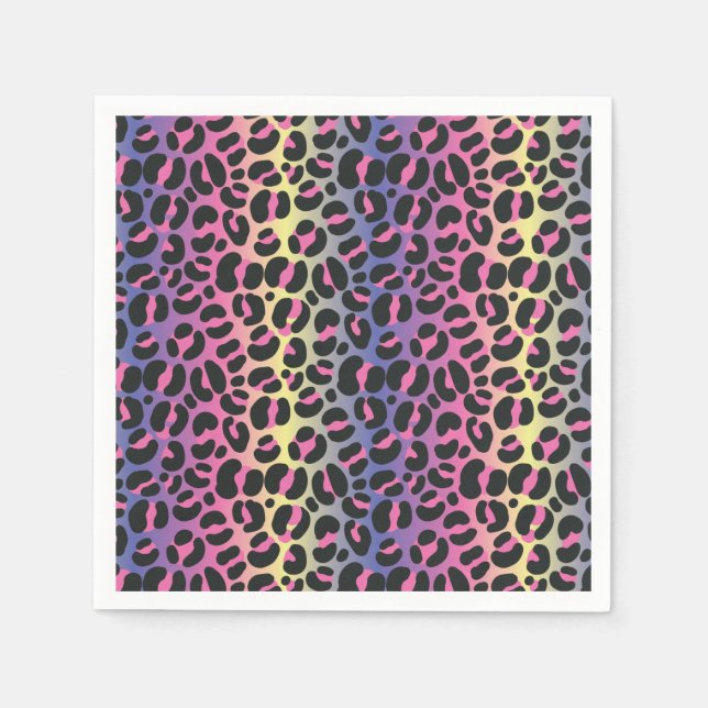 Rainbow Leopard Animal Print Pattern Napkin (Front)