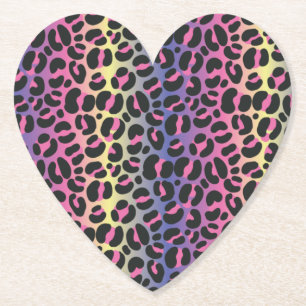 Rainbow Leopard Animal Print Pattern Paper Coaster