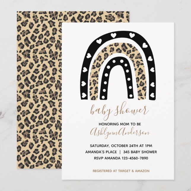 Rainbow Leopard Baby Shower Invitation (Front/Back)