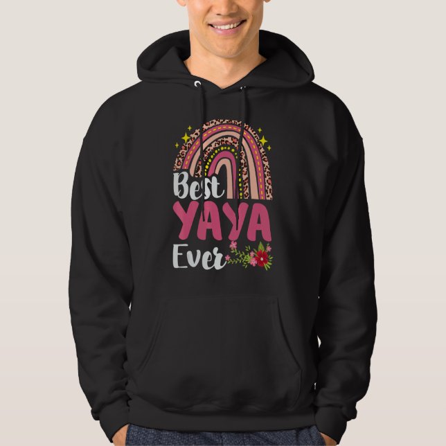 Rainbow Leopard Best Yaya Ever Mother's Day Mother Hoodie (Front)