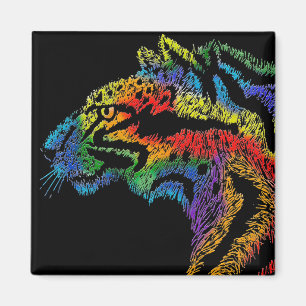 Rainbow leopard (black) magnet