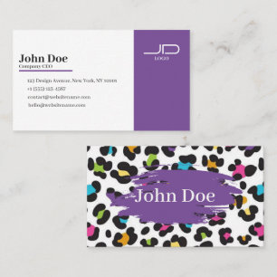 Rainbow Leopard Cheetah Colourful Animal Print  Business Card