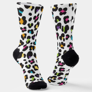 Rainbow Leopard Cheetah Colourful Animal Print Socks