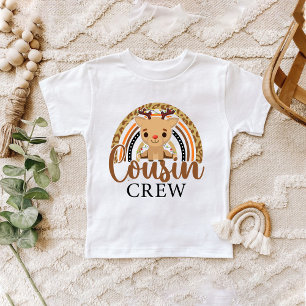 Rainbow Leopard Christmas Cousin Cute Reindeer Baby T-Shirt