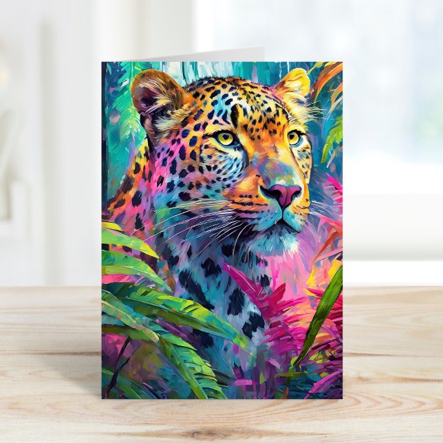 Rainbow Leopard Colourful Modern Abstract Art Card (Creator Uploaded)