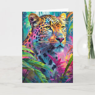 Rainbow Leopard Colourful Modern Abstract Art Card