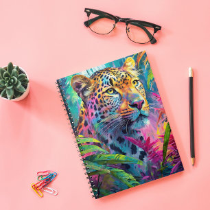 Rainbow Leopard Colourful Modern Abstract Art Notebook