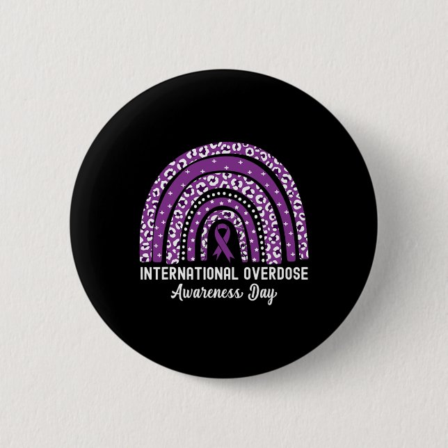 Rainbow Leopard International Overdose Awareness D 6 Cm Round Badge (Front)