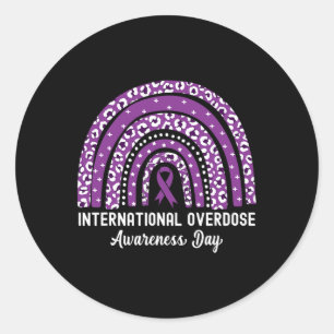 Rainbow Leopard International Overdose Awareness D Classic Round Sticker