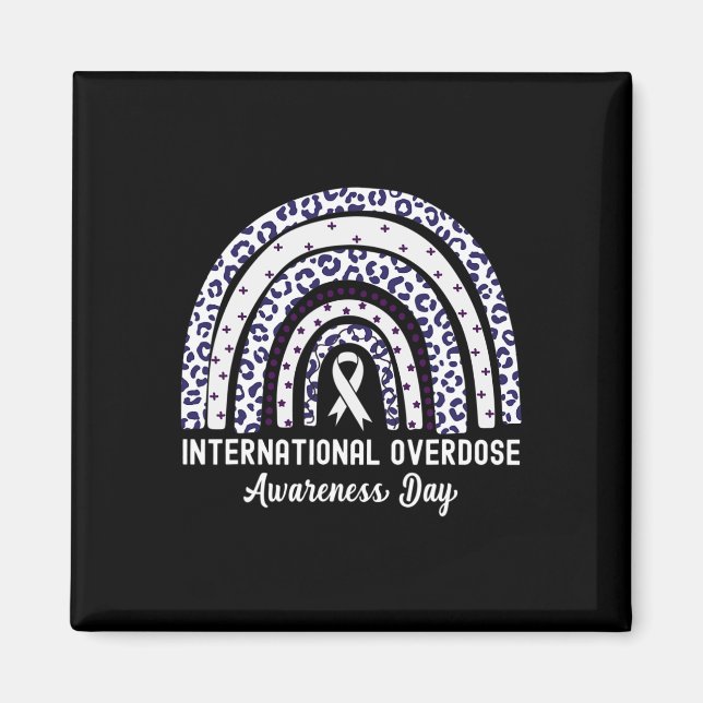 Rainbow Leopard International Overdose Awareness D Magnet (Front)