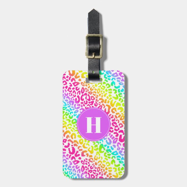Rainbow Leopard Luggage Tag (Front Vertical)