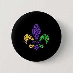 Rainbow Leopard Mardi Gras Fleur De Lis Us New Orl 6 Cm Round Badge