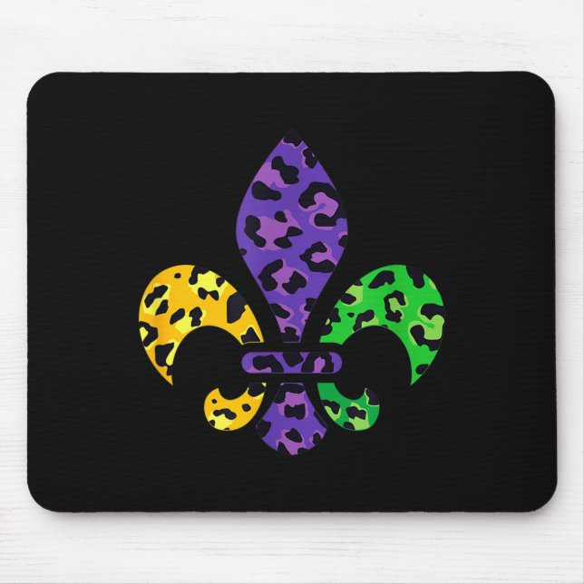 Rainbow Leopard Mardi Gras Fleur De Lis Us New Orl Mouse Mat (Front)