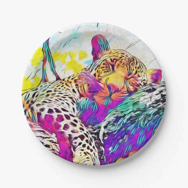 Rainbow leopard Paper Plate (Front)