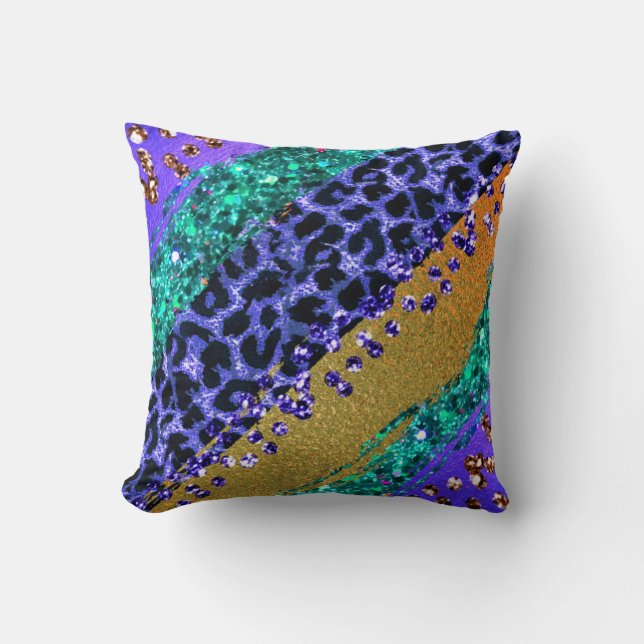 *~* Rainbow -  Leopard Pattern Gold Foil Cushion (Front)