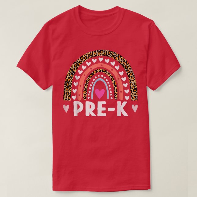 Rainbow Leopard Prek Back To School Teacher Studen T-Shirt (Design Front)