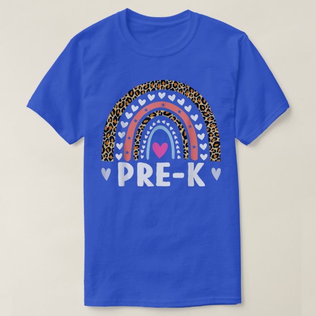Rainbow Leopard Prek Back To School Teacher Studen T-Shirt (Design Front)