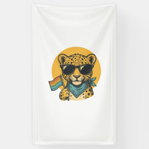 Rainbow Leopard Pride Flag Vintage Vector Design_1 Banner