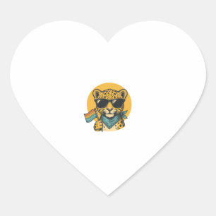 Rainbow Leopard Pride Flag Vintage Vector Design_1 Heart Sticker