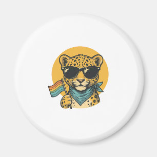 Rainbow Leopard Pride Flag Vintage Vector Design_1 Magnet
