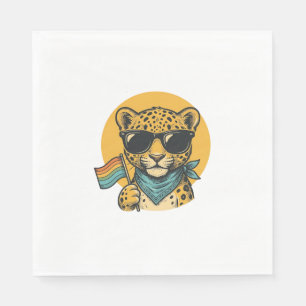 Rainbow Leopard Pride Flag Vintage Vector Design_1 Napkin