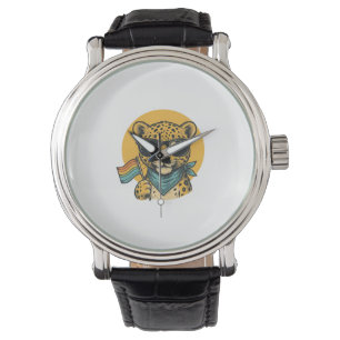 Rainbow Leopard Pride Flag Vintage Vector Design_1 Watch