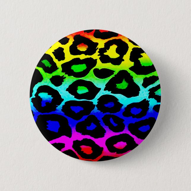 rainbow_leopard_print-altered 6 cm round badge (Front)