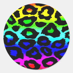 rainbow_leopard_print-altered classic round sticker