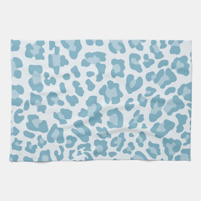 Rainbow Leopard Print Collection - Light Blue Tea Towel (Horizontal)