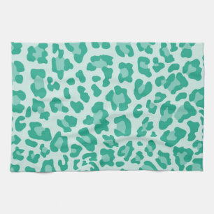 Rainbow Leopard Print Collection - Seafoam Green Tea Towel