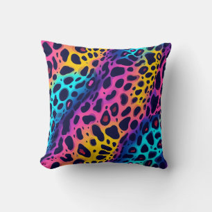 Rainbow Leopard Print Colourful Cheetah Spot Patte Cushion