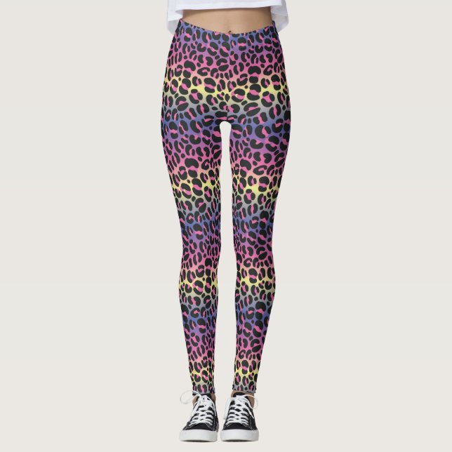 Rainbow Leopard Print Leggings (Front)