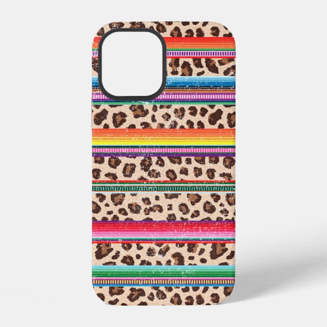Rainbow Leopard Print Modern Girly Animal Pattern iPhone Case (Back)