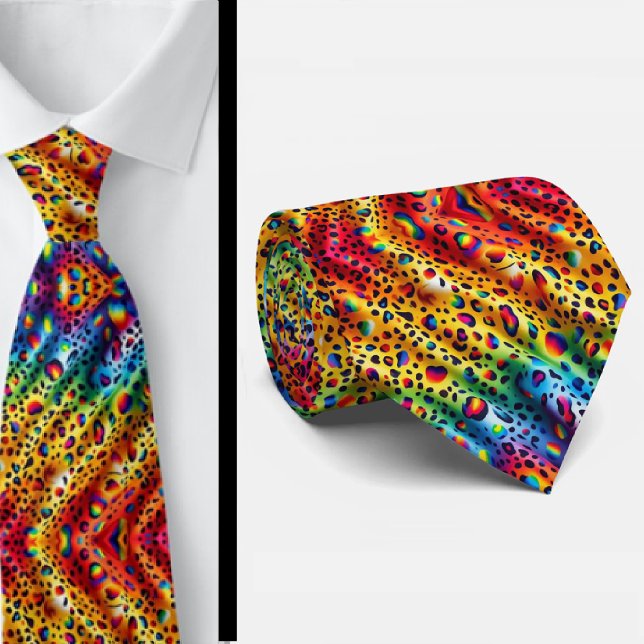 Rainbow Leopard Print Neck Tie (Creator Uploaded)