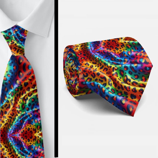 Rainbow Leopard Print Neck Tie (Creator Uploaded)