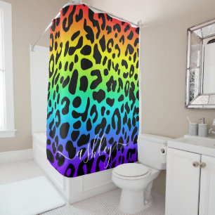 Rainbow Leopard Print Shower Curtain