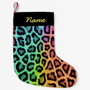 Rainbow Leopard Print Small Christmas Stocking
