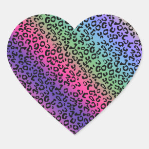 Rainbow Leopard Print - Smooth Blend Heart Sticker