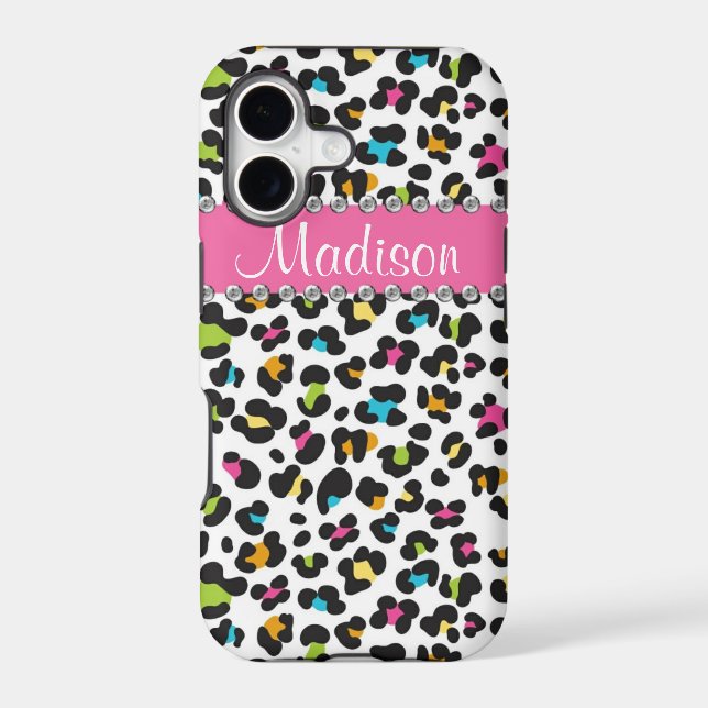 Rainbow Leopard Rhinestone Leopard BLING iPhone (Back)