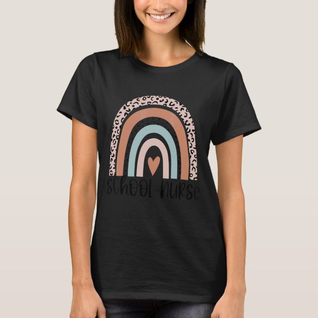 Rainbow Leopard School School Nurse Ed Staff T-Shirt (Front)