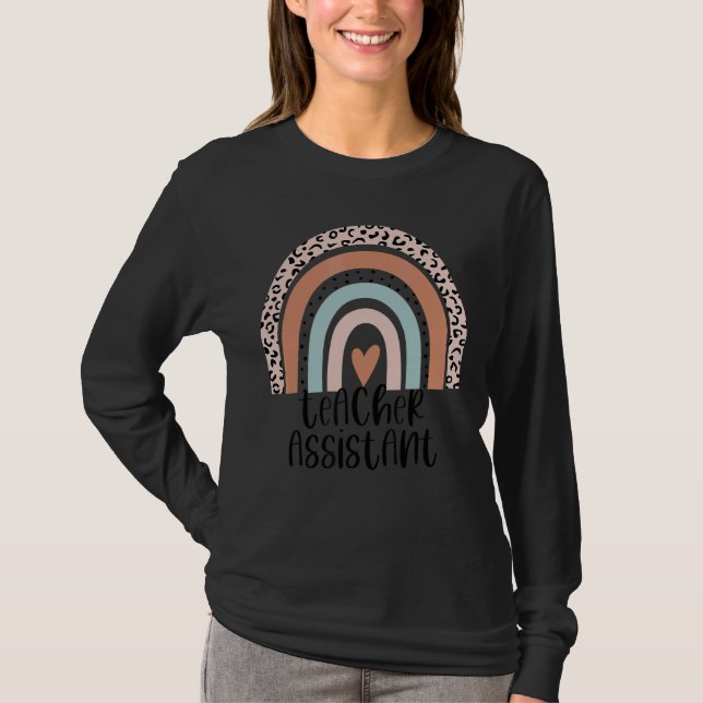 Rainbow Leopard School Teacher Assistant Ed Staff T-Shirt (Front)
