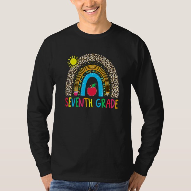 Rainbow Leopard Seventh Grade Team Squad First Day T-Shirt (Front)