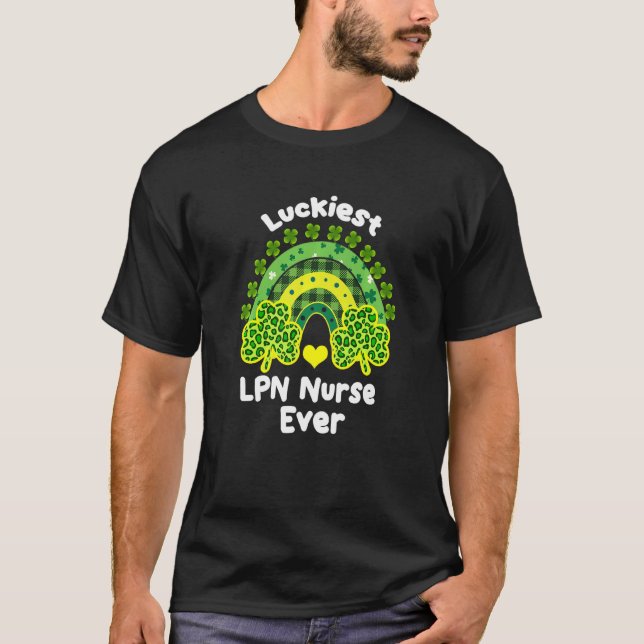 Rainbow Leopard Shamrock St Patricks Day For Lpn N T-Shirt (Front)