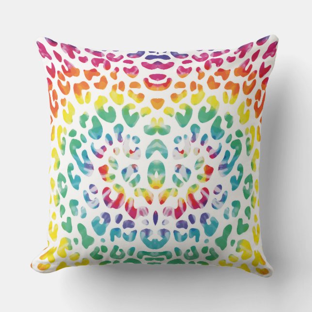 Rainbow leopard spots  cushion (Front)